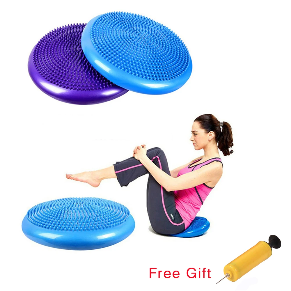 

Durable Inflatable Massage Ball Pad Universal Sports Gym Fitness Yoga Wobble Stability Balance Disc Cushion Free Pump, Blue, red, purple,pink, gray, yellow, orange, black, silver, green