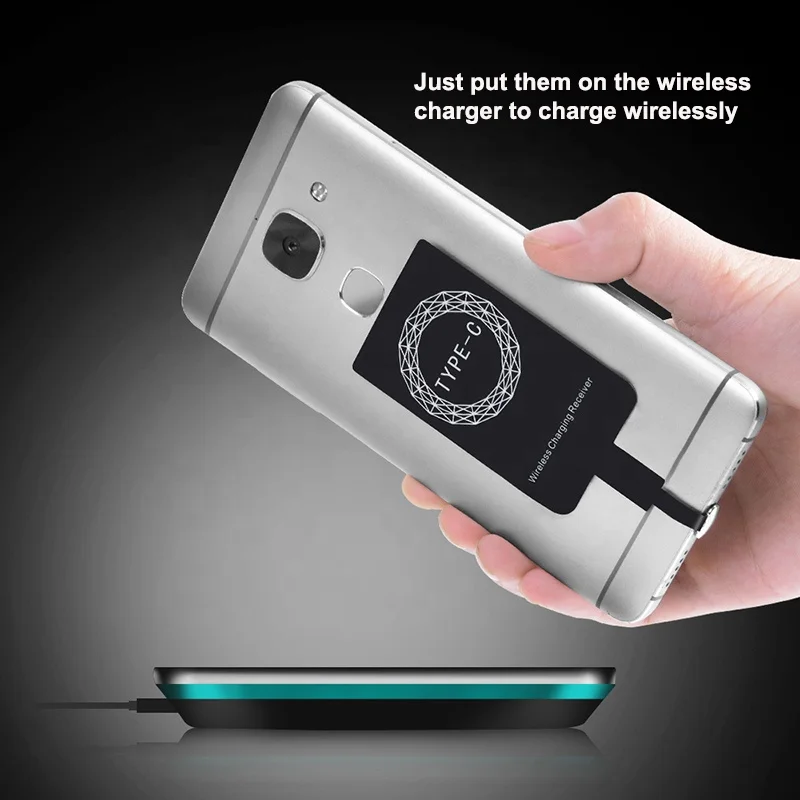 5V 1A Micro USB Black Qi Charger Adapter Wireless Receiver Pad For Android / IOS Phone Charging