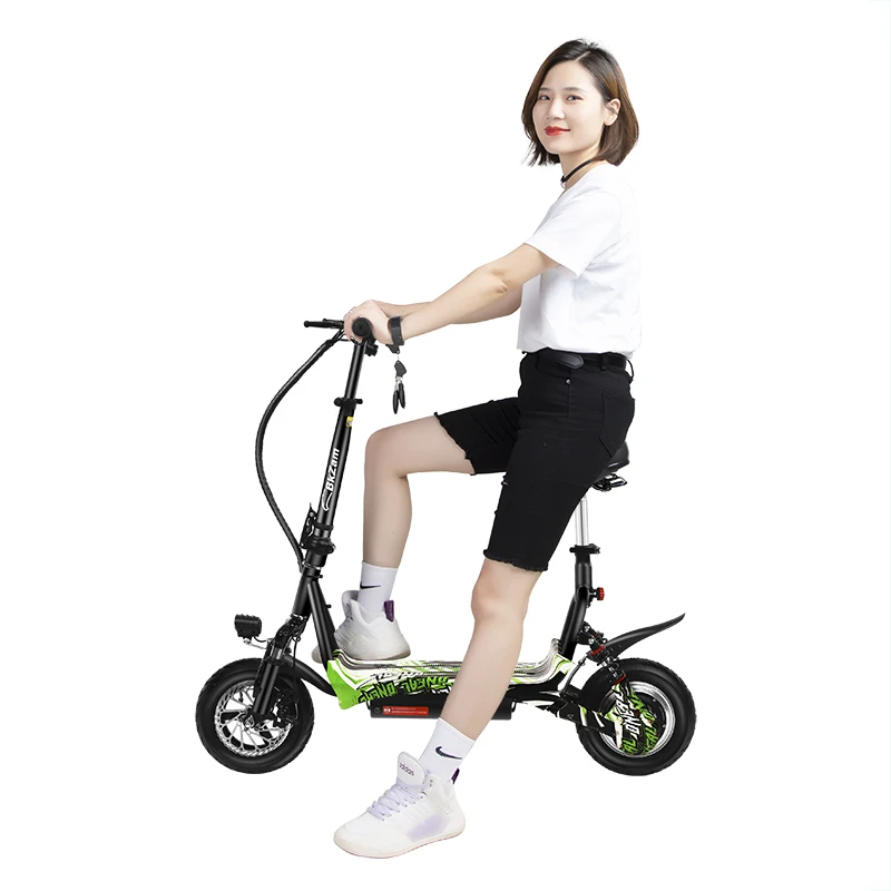 

2020 New Cheap 36V lithium battery 500W Brushless Motor foldable Trotinette Electric Scooter, Green yellow grattiti,customized