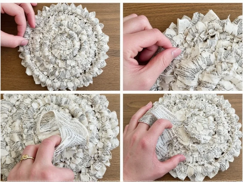 Step-by-step newspaper strips woven into functional placemat