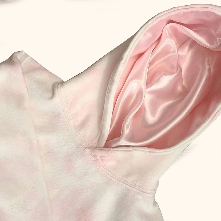 

velvet oversized women custom printed tie dye sweatshirt hoodies satin lined hoodie, Can be customized