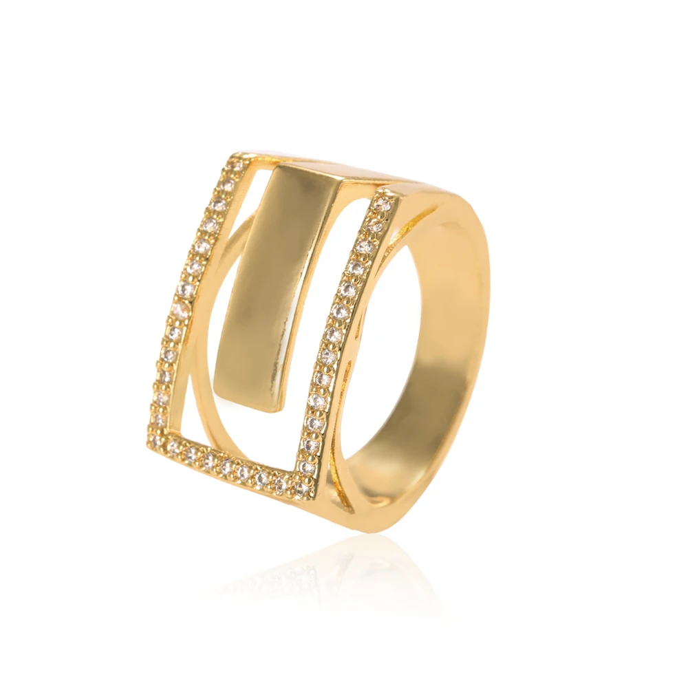 

Luxury Design Custom square zircon ring gold plated jewelry women benutzerdefinierte ring