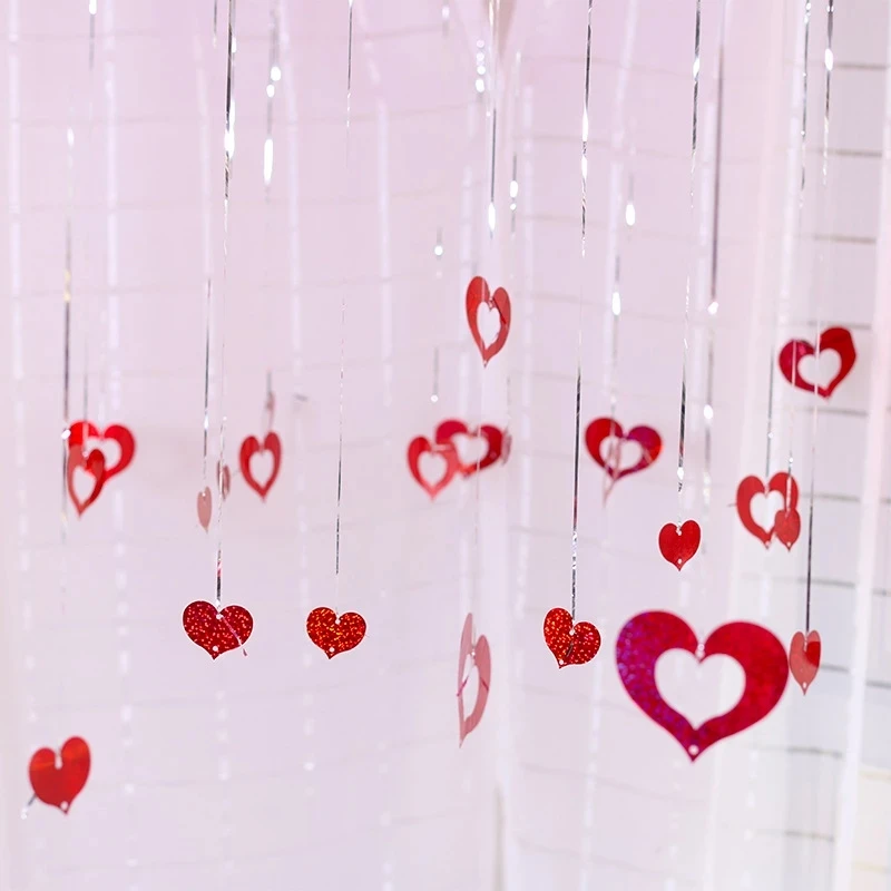 

100pcs/lot Red Heart Laser Sequined Rain Balloon Pendant Romantic Wedding Room Birthday Party Decoration Balloon Accessories
