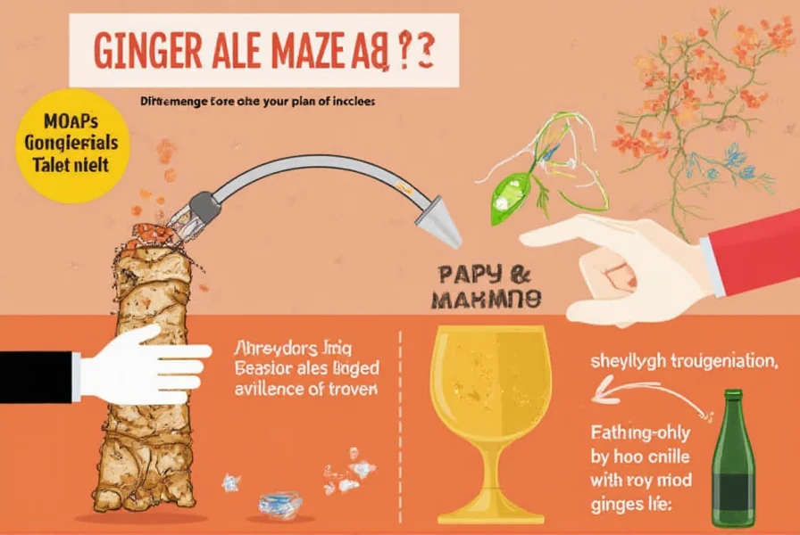 Ginger root and ginger ale bottle showing the difference between natural ginger and commercial ginger ale