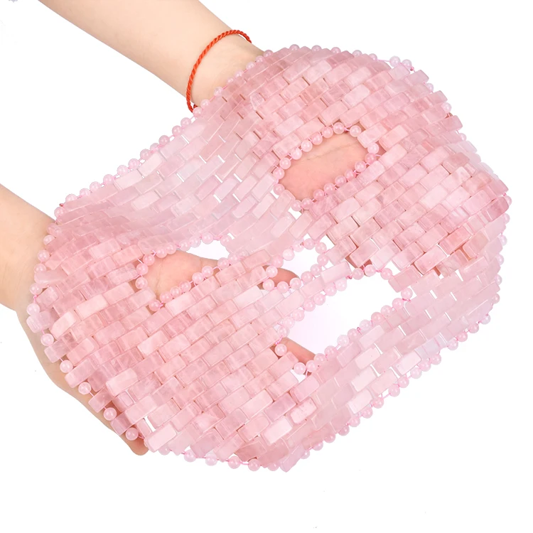 

Natural crystal cooling rose quartz face whitening sleeping skin care facial mask for sale, Pink