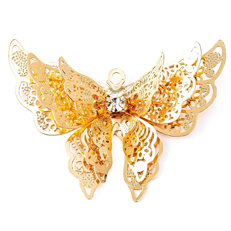 

Wholesale Hot Sell Gold Hollow Butterfly Pendant Charms Simple Butterfly For DIY Making Bracelets Necklace for Women accessories, Picture show