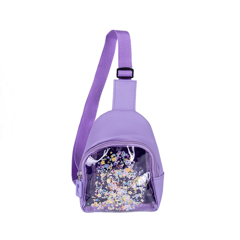 

Fashionable Transparent PVC Mini Girls Chest Bag Adjustable Shoulder Strap Messenger Bag for Children