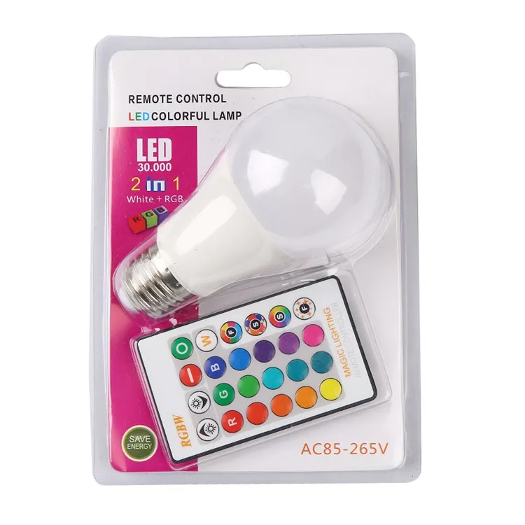 New product colorful rgbw bulb 3w 5w 10w remote e27 b22 home pub bulb light