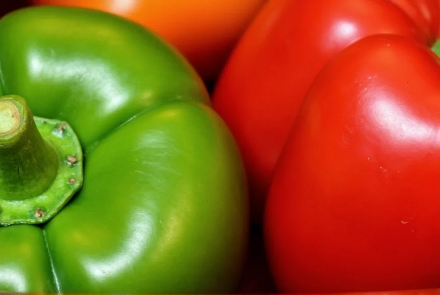 Close-up comparison of green and red serrano peppers showing their distinctive shape and texture