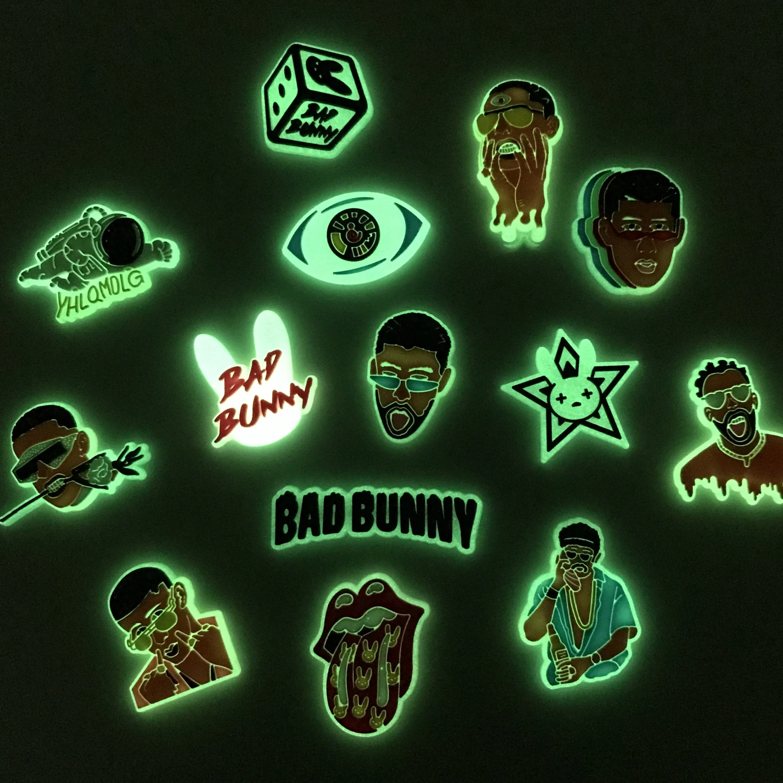 

Wholesale Custom Glow in the Dark Merry Christmas Bad Bunny Shoe Charms Accessories shoe decorations clog charms for Kids Gift, Picture
