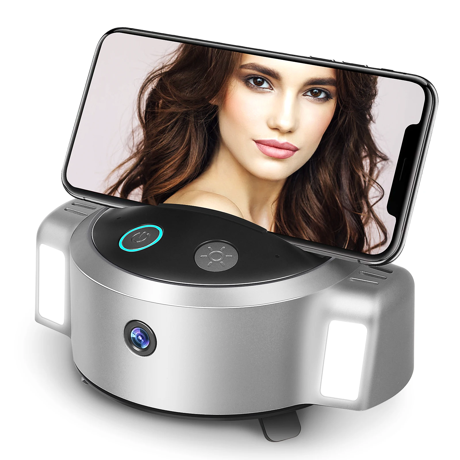 

2021 New Arrivals Hot Selling Portable Smart Shooting Auto Face 360 Rotation Camera Face Tracking Smart Shooting Phone Holder, Silver/costomize