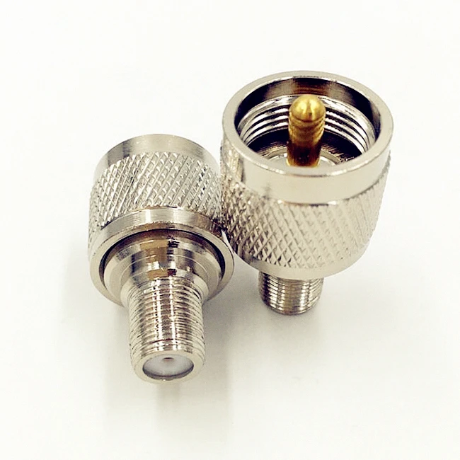 UHF Male PL259 to F Female RF Coaxial Coax Connector Straight Adapter