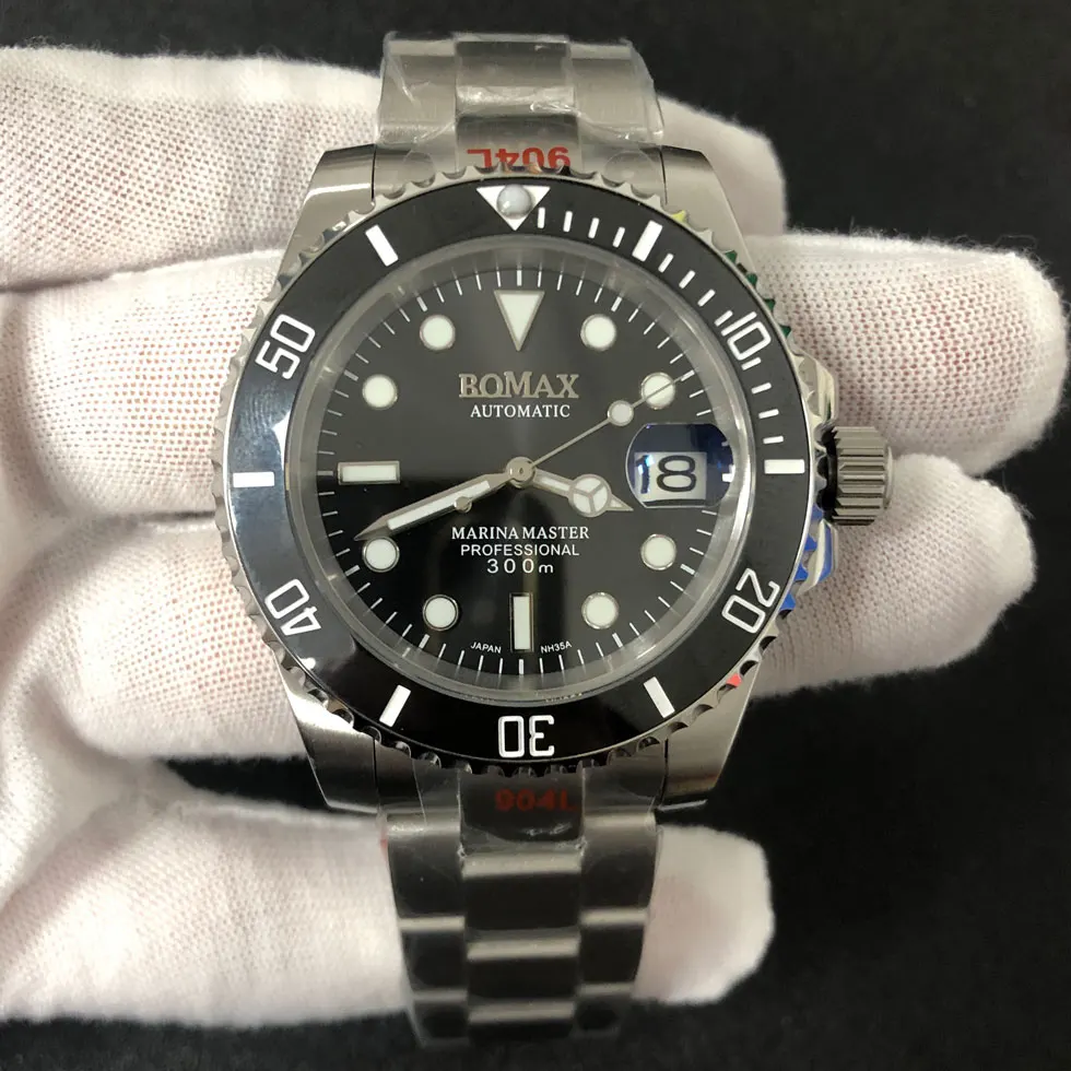 

BOMAX Automatic Mechanical Watch 40mm Stainless Steel Case Sapphire Glass Green Luminous Japanese NH35 Movement A1