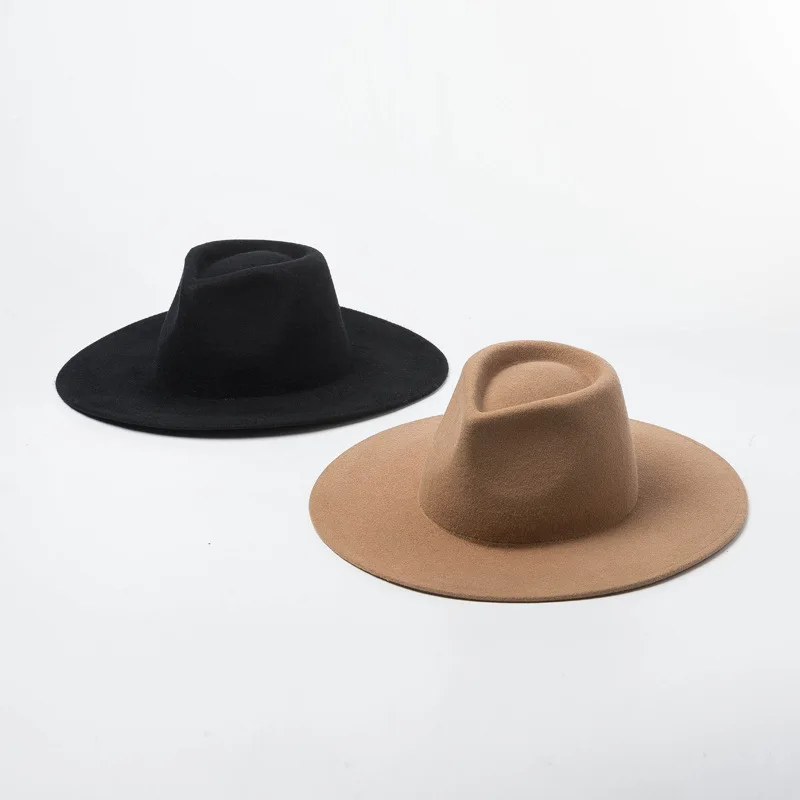 01905-hh8149 British Style winter wool solid Classic fedoras cap men women panama jazz hat