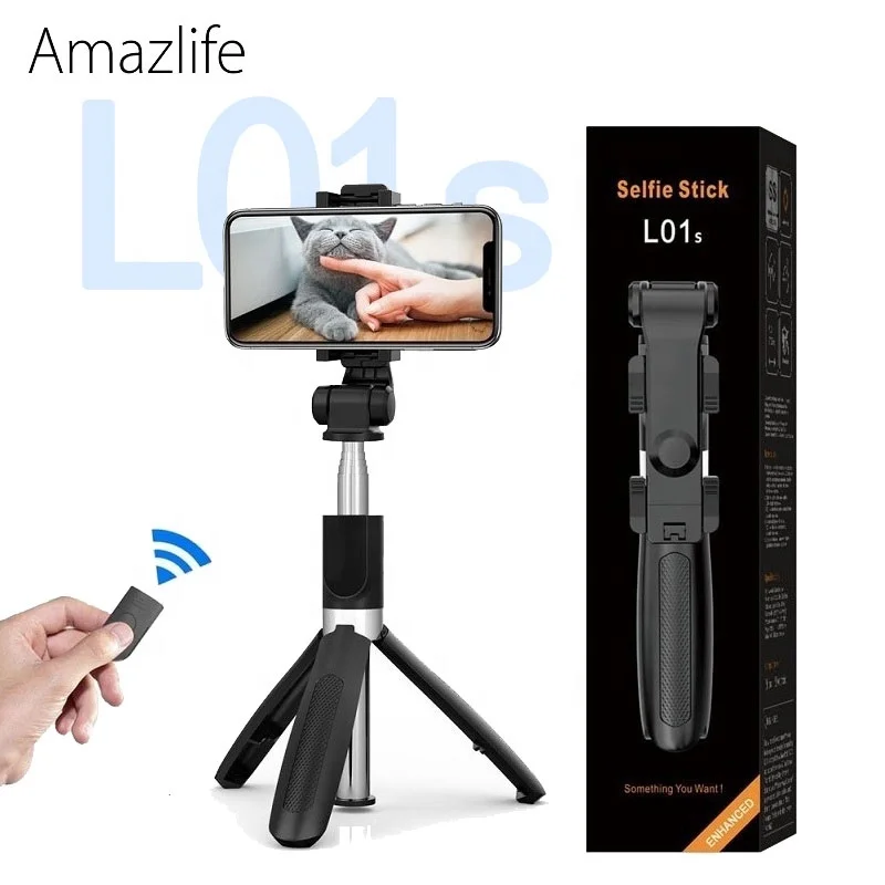 

Amazlife L01s Extendable 3 in 1 Wireless Bluetooths Remote Control Smartphone Monopod Tripod Selfie Stick