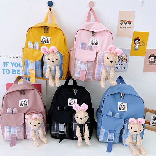 

Good Price Casual Sports Backpacks Kids School Bag Large Travel Backpack Cute Children Bag, Black\yellow\blue\dark pink\light pink