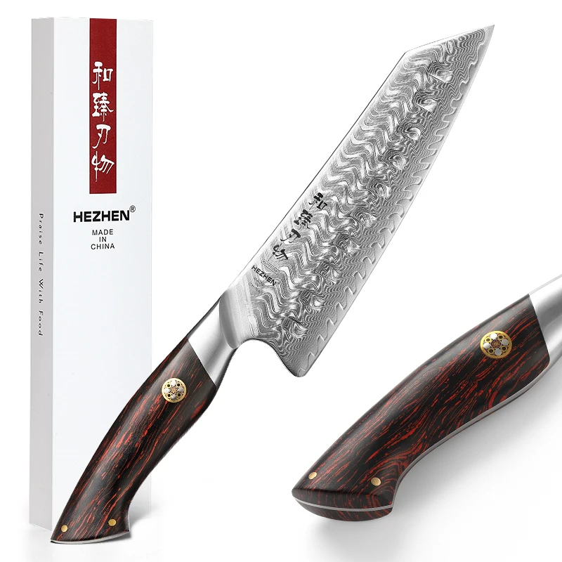 

New Arrivals 14Cr Core 73 Layers Damascus Powder Steel Red & Black G10 Handle Japanese Premium Kitchen Cutting 7''Santoku Knife