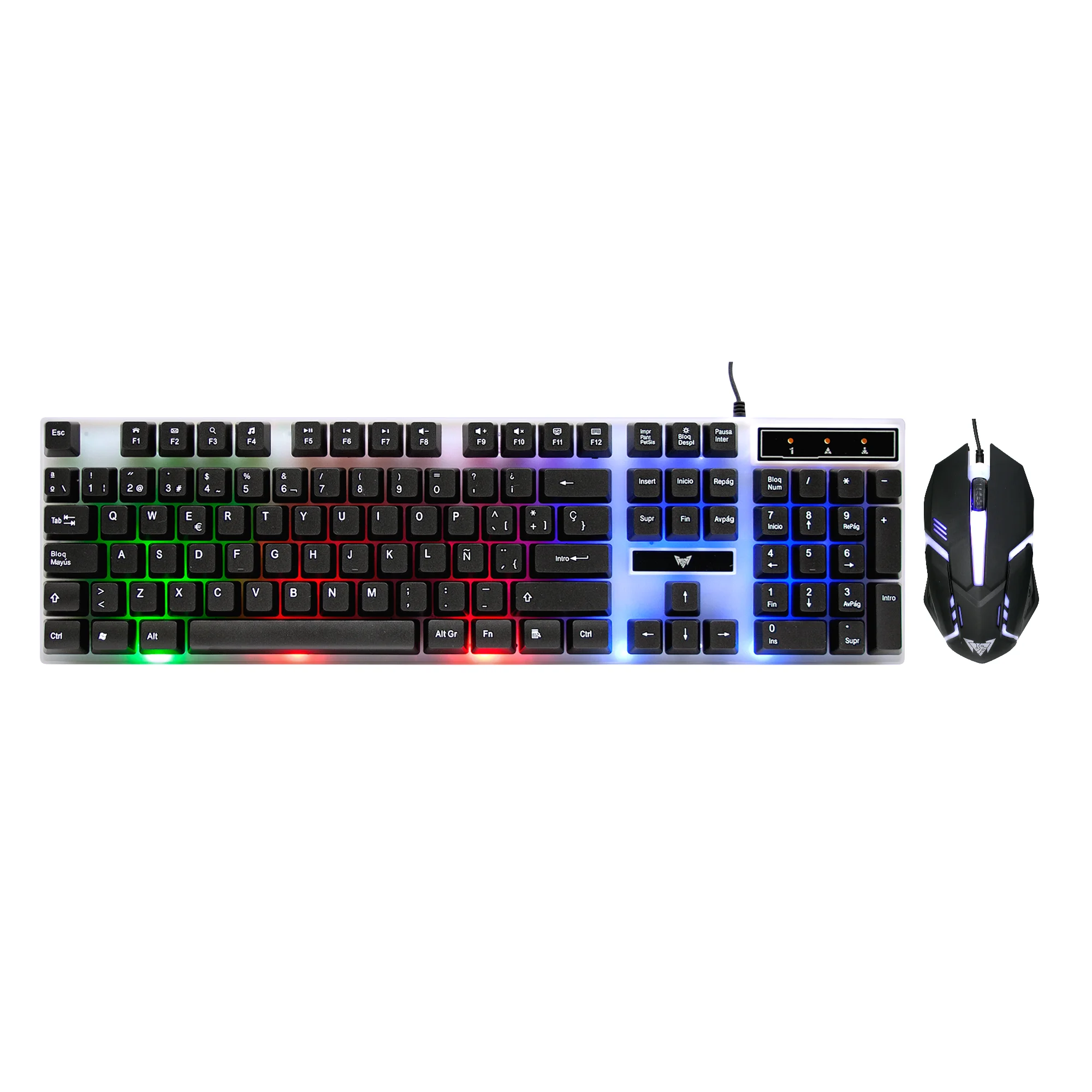 

Spanish keyboard and mouse combo with backlight wired gaming mouse spanish keyboard combos, Black