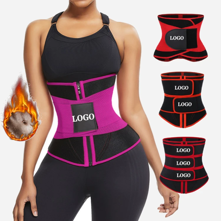 

Private Label Black Tummy Double Belt Compression Plus Size Latex Waist Trainer Cincher With Logo, Shown