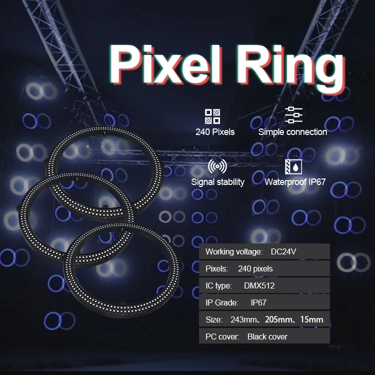 CL-RD250-1 36W 24V 240 Leds 60pixels DMX Led Pixel circle ring light