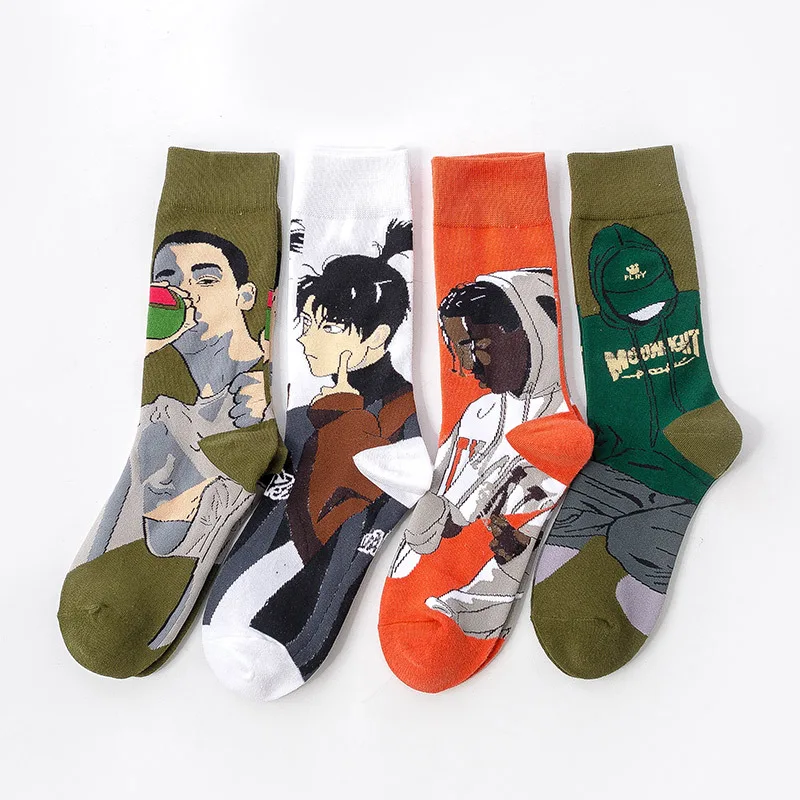 

KANGYI Personality funny Anime socks Fashion Cartoon Sock novelty Stitching pattern cotton crew socks, Custom color