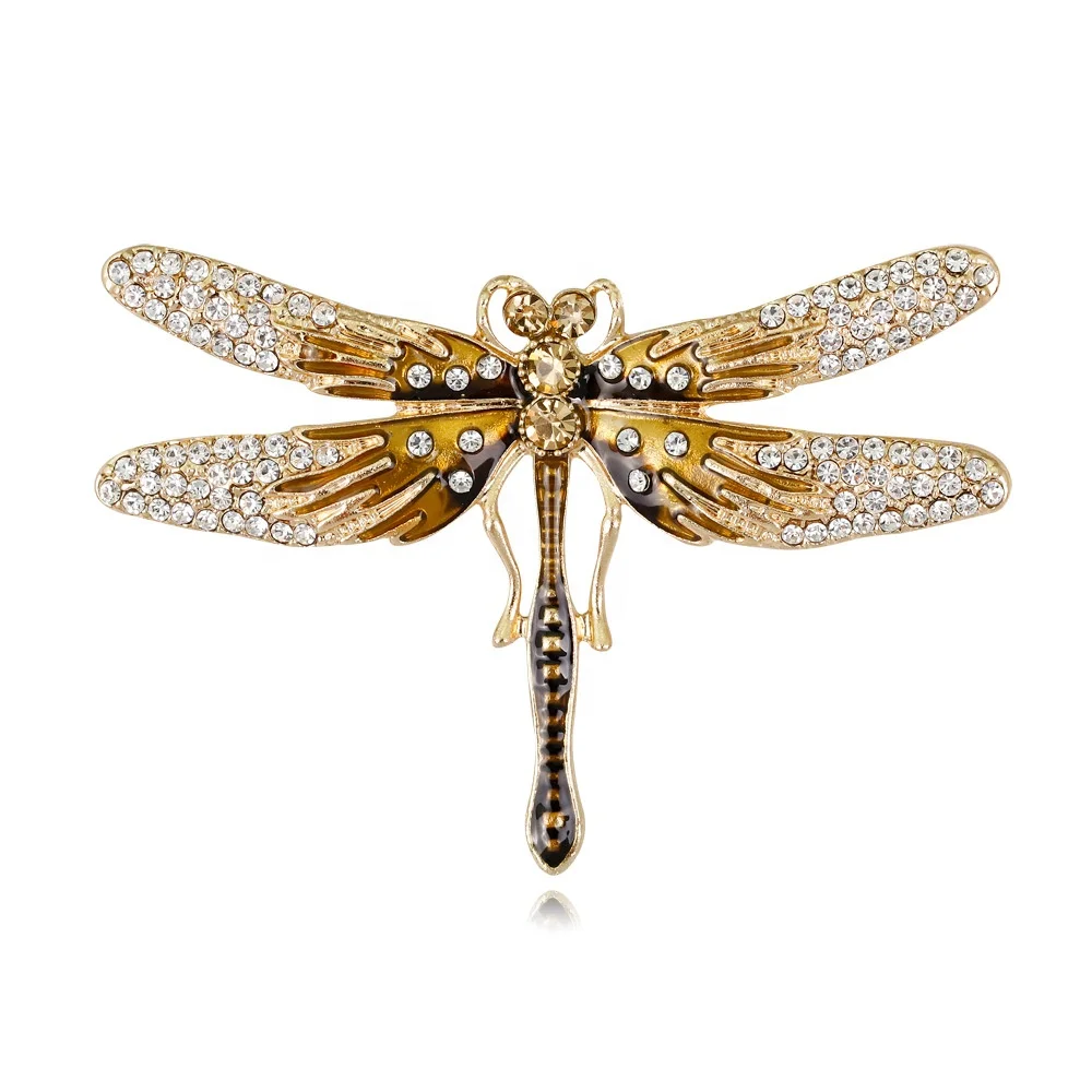 

XILIANGFEIZI 2021 Hot Sale Clothing Accessories Personality Alloy Cute Insect Animal Dragonfly Brooches, Yellow, green, blue