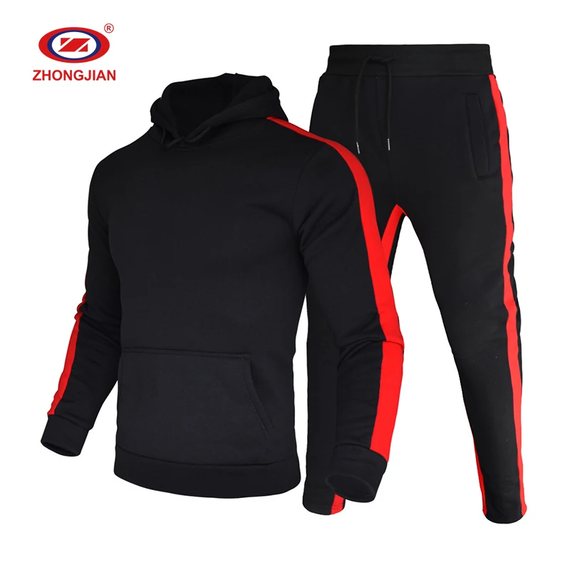 

High Quality Men Training Jogging Sweat Suits Custom Logo Silm Fit Tracksuit With Hoodie