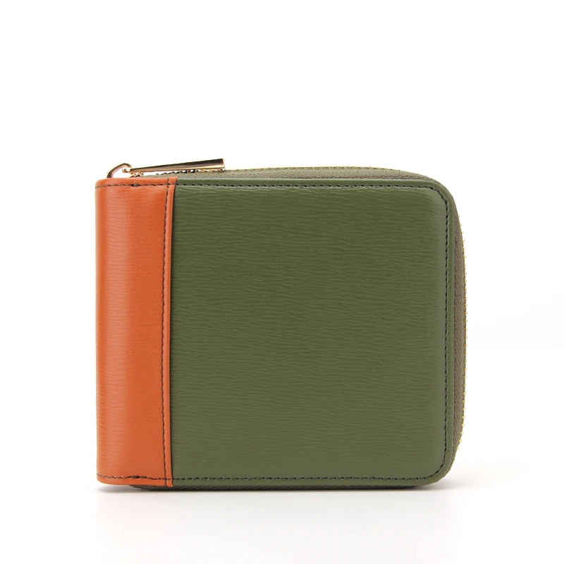 

Hybrid Mini Bifold Zip Around Wallet RFID Women Vegan Leather Purse Custom Small Short Leather Ladies Zipper Wallet, Offer customized color