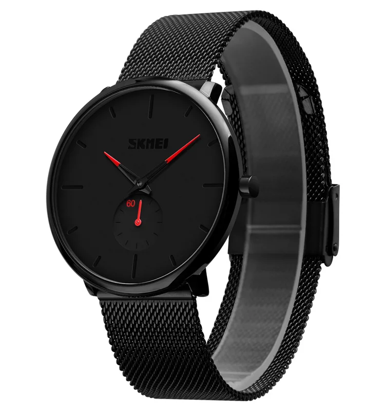 

Skmei 9185, relojes elegantes de marca de lujo para hombre, reloj de pulsera de cuarzo resistente al agua minimalista de acero i, Blue,black,red,green
