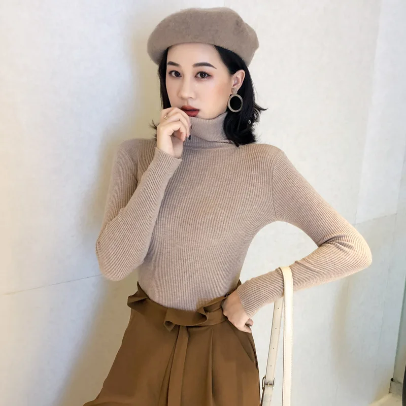 

factory wholesale custom women sweater turtleneck women high neck sweaters girl knitting cotton pullover