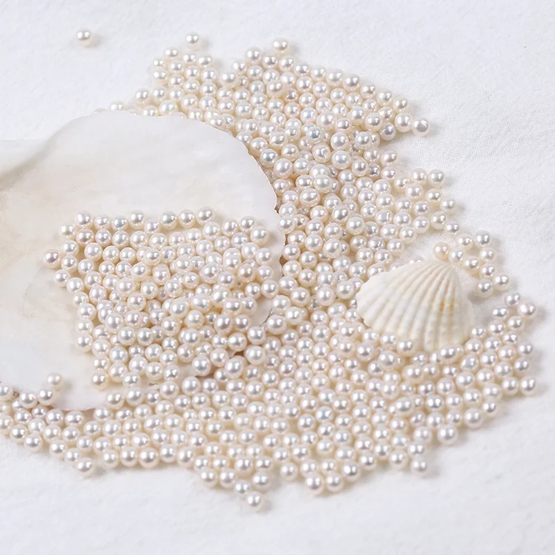 

Wholesale  natural white near round freshwater loose pearls no hole for making jewelry
