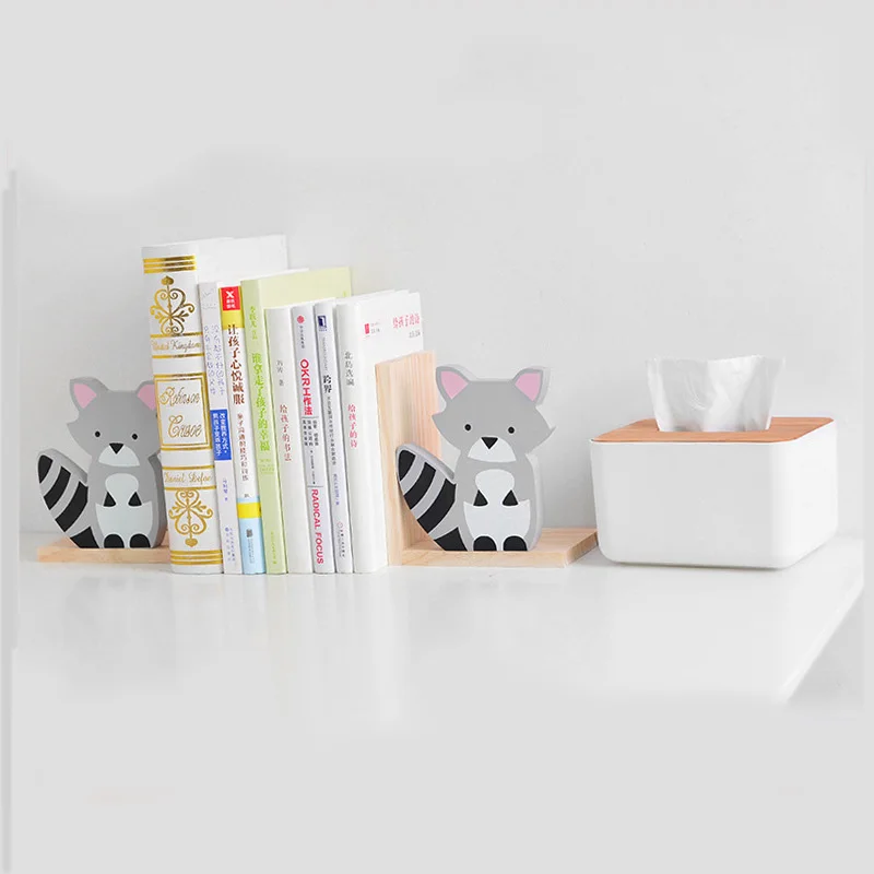 

Hot Sale Kids Wooden Animal Design Desktop Decorative Bookends