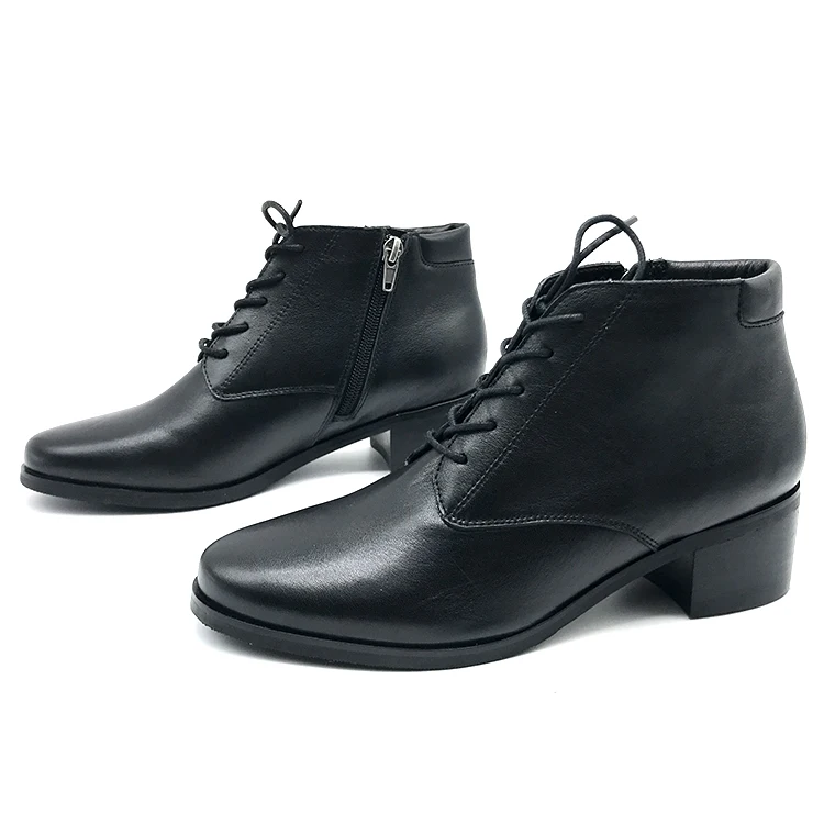 

Oxford Ankle Height Plus Sizes Boots Manufacturer Hot Sale Low Block Heel 100% Genuine Cow Leather China for Lady and Women