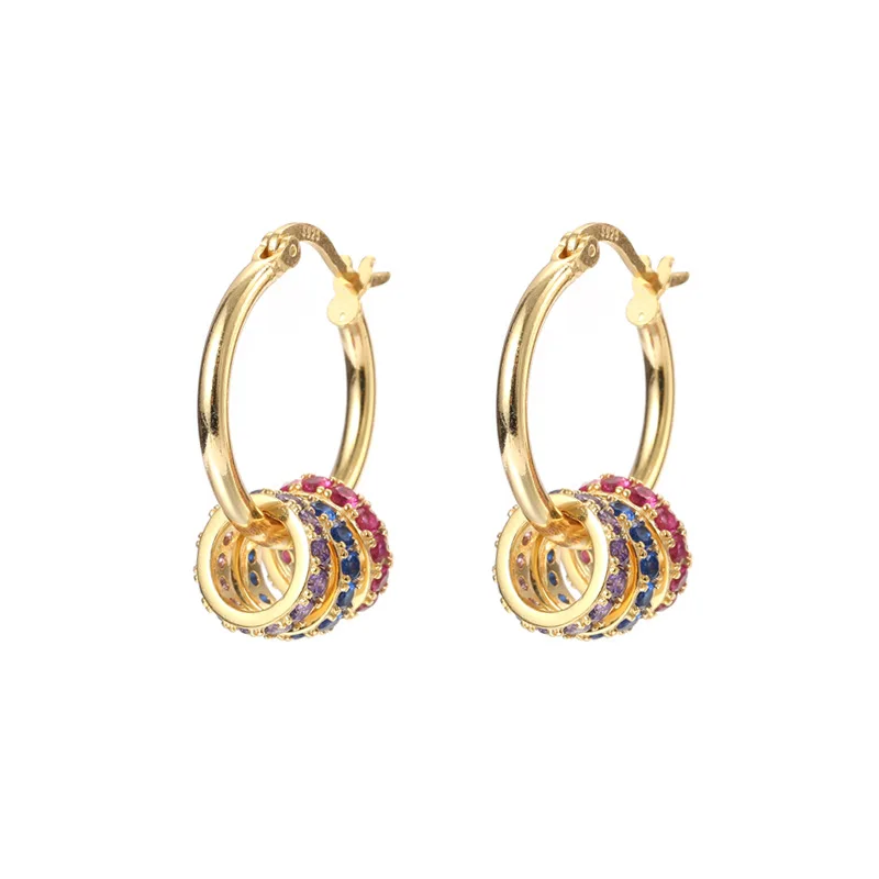 

Colorful 18K Gold Multiple European Drop Hook Earrings 925 Sterling Silver