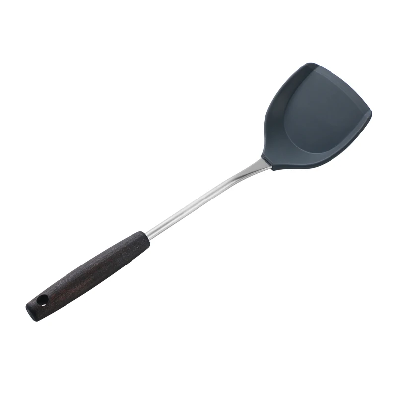 

2Pcs set Kitchenware Stainless Steel Cookware Soup Ladle Turner with Silicone head