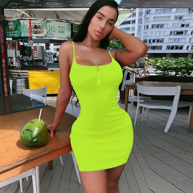 

Women Clothes Summer Sexy Bodycon Girls' Dresses Solid Casual Mini Dresses For Party