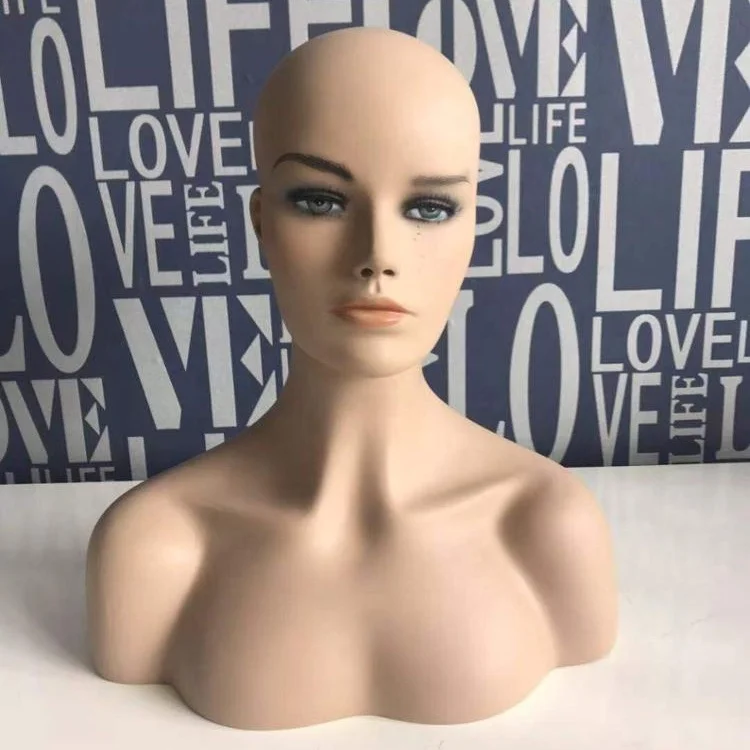 realistic female head mannequin with make-up face