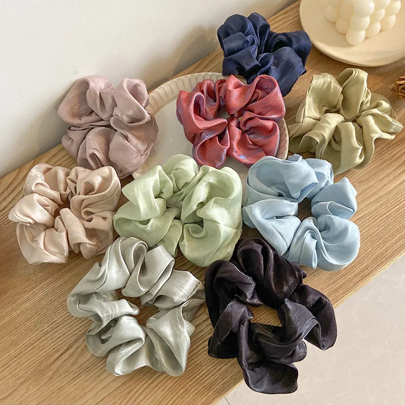 

new arrival plain color hair scrunchies for women scrunchies simple design elastic hair bands daily wear stain hair ties, Multi colors