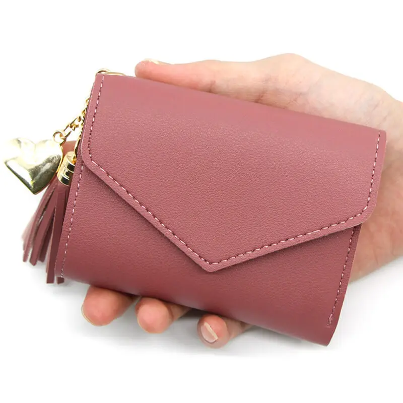 

Ladies Purse Wallet Leather Tassel Credit Card Wallet Card Holder Cute Purse for Women