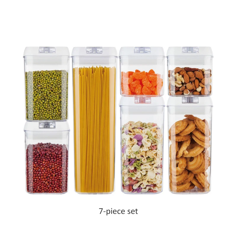 

Kitchen pantry organization 7 pieces set BPA free plastic cereal airtight food storage containers with easier locker lids