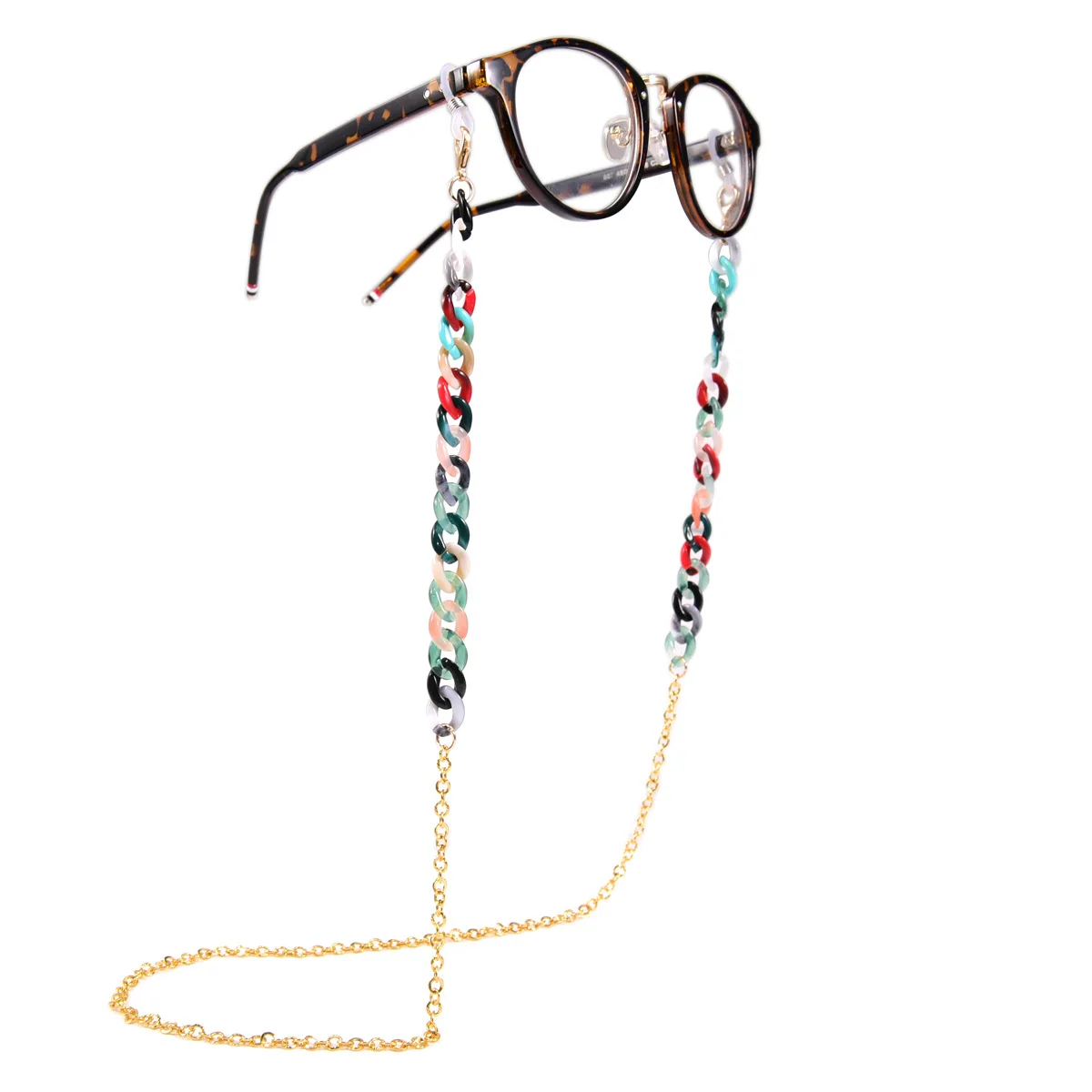 

Hanging Plastic Acrylic And Metal Chain Sun Facemask Holder Neck Glasses Chain Sunglasses Eye Glass Cord Strap For Eyeglass, 12 different colors