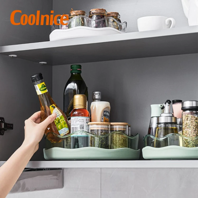 

Multi-function 360 Degree Rotating Anti-slip Tray Container For Kitchen Cosmetics Turntable Rack Organizer