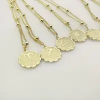 

Wholesale Zodiac Sign Constellations Coin Pendant Necklace 18k Gold Plated Ball Chain Necklace for Women Jewelry Birthday Gifts