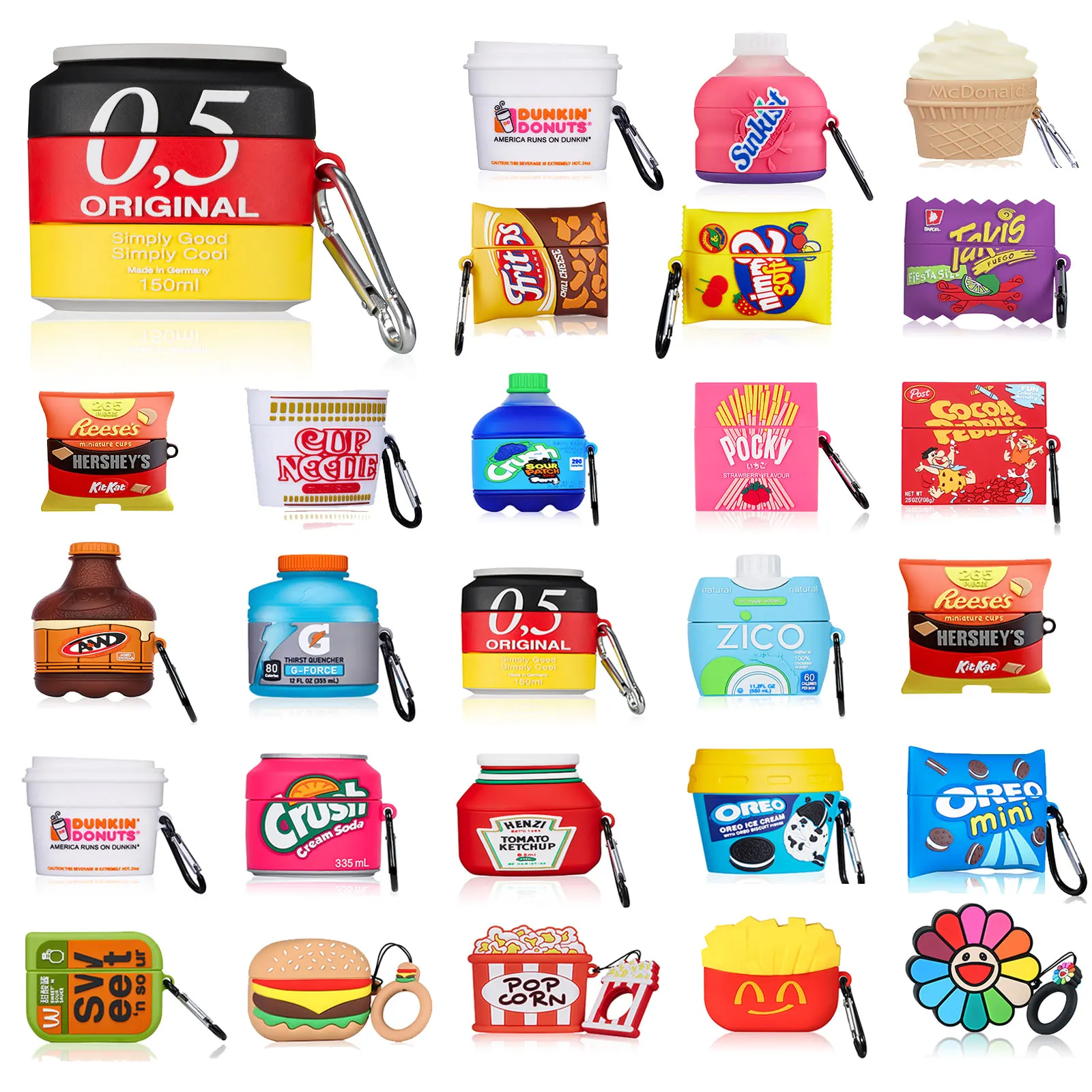 

2021 new cute 3D designers Luxury food earphone cover accessories for airpod case with keychain for airpods pro cases, Multiple colors