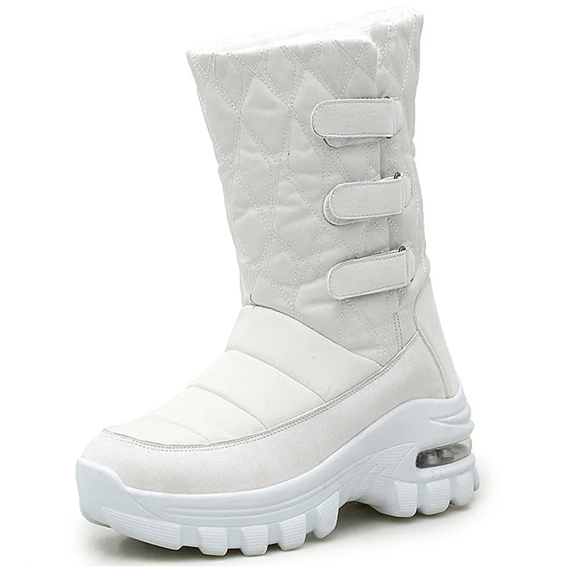 

Dropshipping Custom Logo Women White Mid Snow Boot Warm Casual Shoes Air Cushion Boots