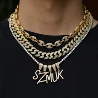 

Brush Font Name Necklace Custom iced out letter pendant Chain Gift For Men and Woman HipHop Jewelry
