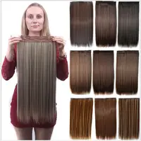 

24" Long Ombre Silky Straight Synthetic Hair Extensions 1 Piece 5 Clips In Hair Extensions for Women 44 Colors Is Available