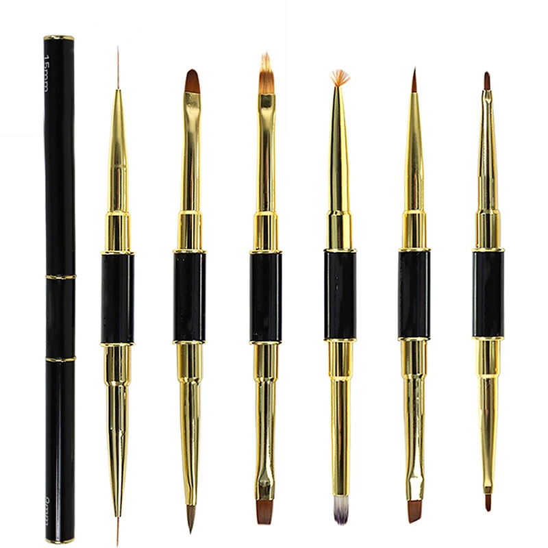 

New Classic Black Acrylic Tips Grid Stripes 6Pcs/Set Nails Art Drawing Pen Painting Tools Nail Liner Brush Kit