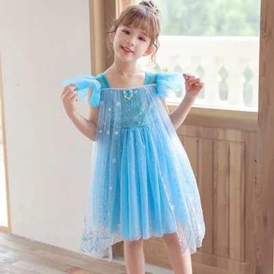 

MQATZ Elsa Cosplay Costume Princess Party Dress Girls Princess Elsa Movie Girl Dress Anna Elsa Party Performance Outfit