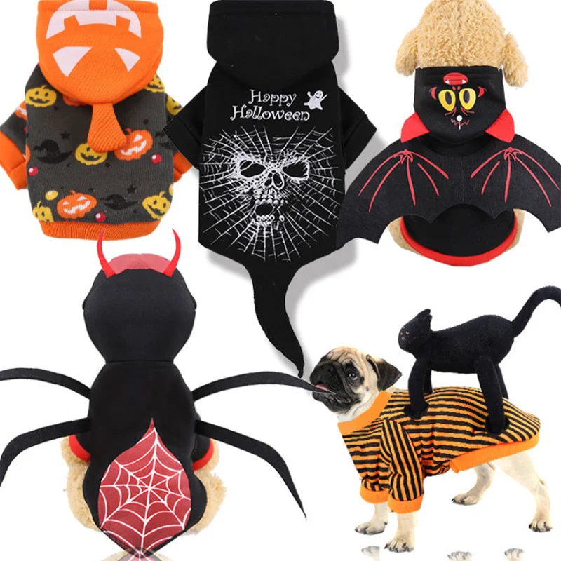 

Factory Outlet Halloween Dress Up Funny Pet Clothes Autumn and Winter Cotton Warm Two-legged Cat Dog Clothing, See picture